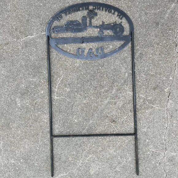 "IN LOVING MEMORY DAD" Metal Sign with Stakes Remembrance Loved Ones Farming - Picture 6 of 8